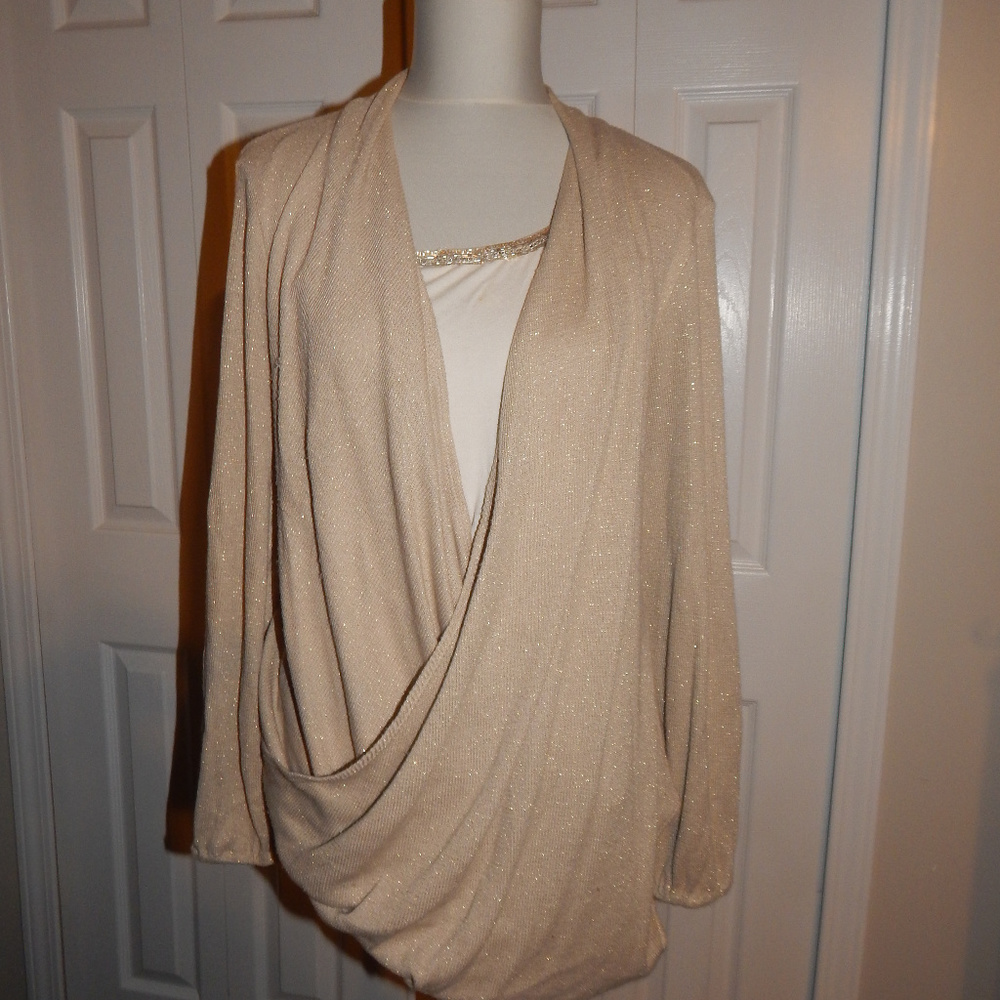 Democracy Gold sweater with beaded neckline